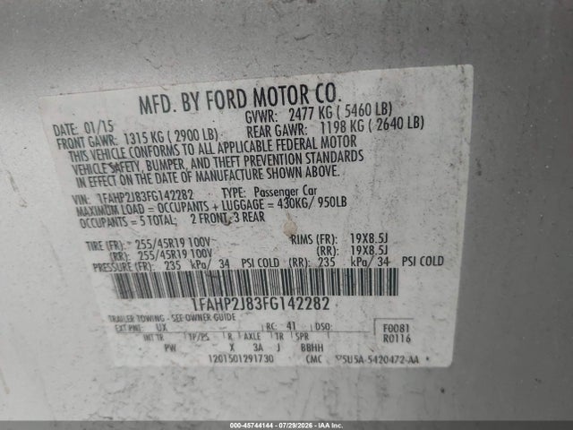 2015 FORD TAURUS LIMITED 照片 9