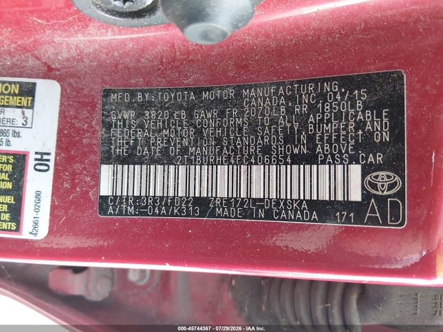 2015 Toyota COROLLA S PLUS 照片 9