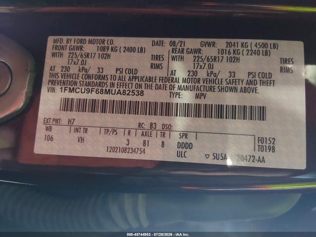 2021 FORD ESCAPE S 9