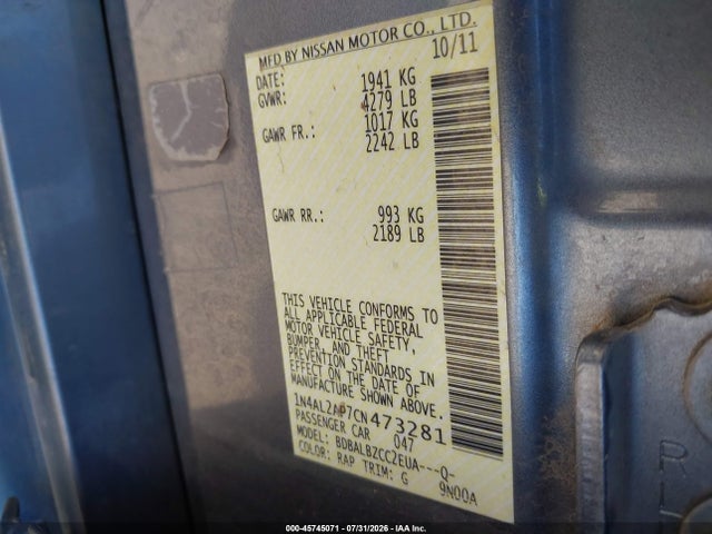 2012 Nissan ALTIMA 2.5 S 照片 9