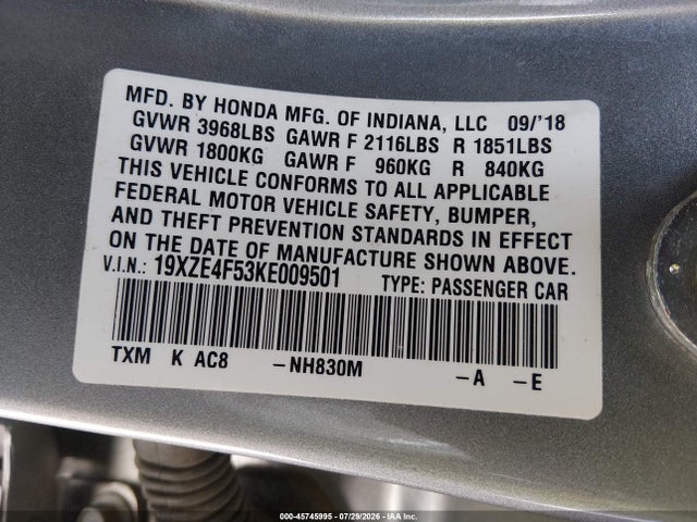 2019 HONDA INSIGHT EX 9