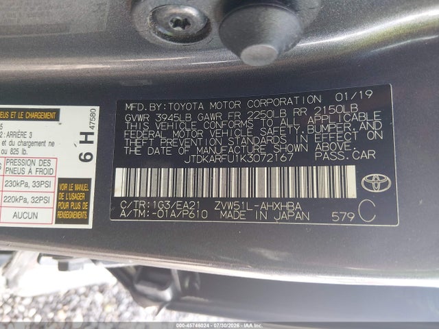 2019 TOYOTA PRIUS LIMITED 9