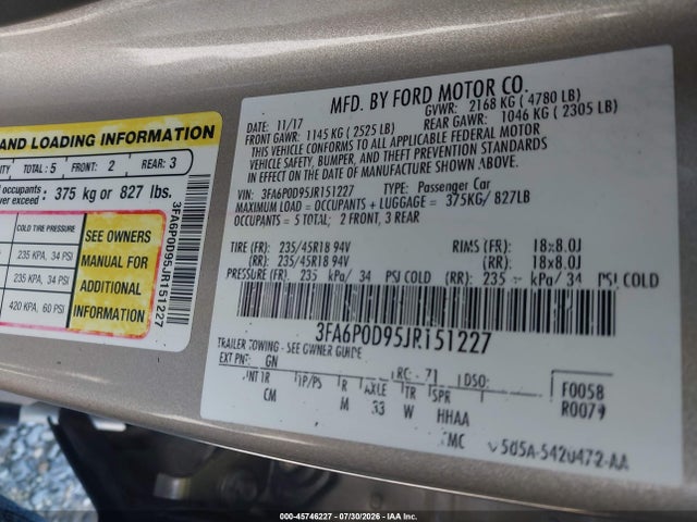 2018 FORD FUSION TITANIUM 9