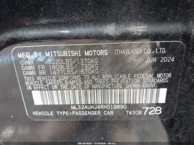 2024 Mitsubishi MIRAGE ES/LE 照片 9