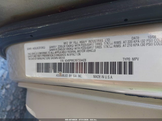2009 Subaru OUTBACK 2.5I LIMITED 照片 9