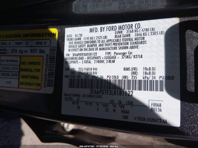 2020 FORD FUSION SE 9