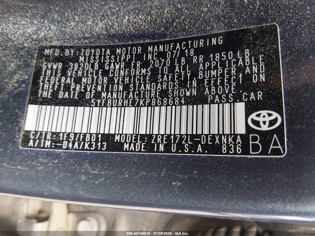 2019 TOYOTA COROLLA LE 9