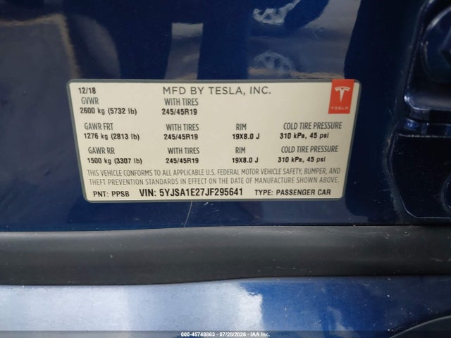 2018 TESLA MODEL S 100D/75D/P100D 9