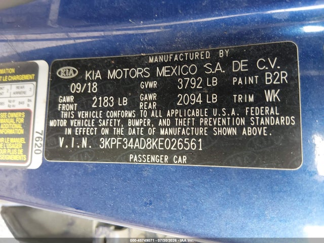 2019 KIA FORTE S 9
