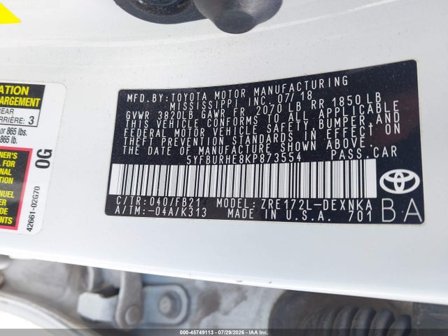 2019 TOYOTA COROLLA LE 9