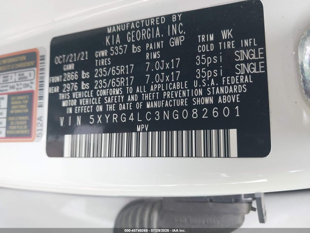 2022 KIA SORENTO LX 9