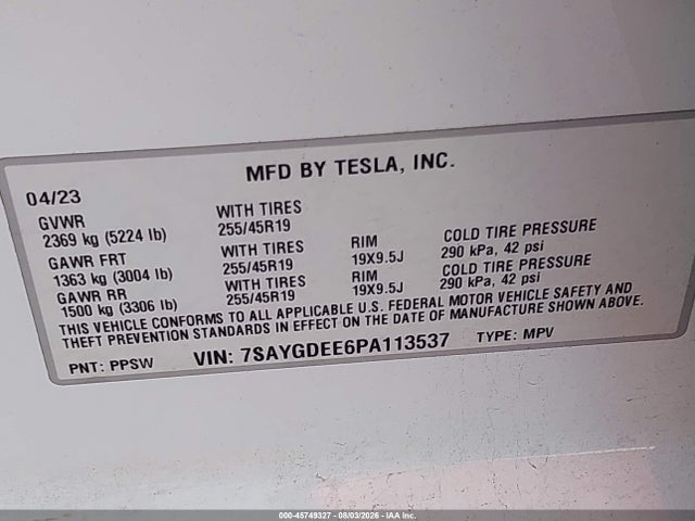 2023 TESLA MODEL Y AWD/LONG RANGE DUAL MOTOR ALL-WHEEL DRIVE 9
