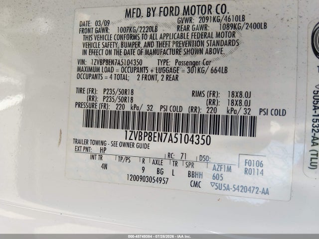 2010 FORD MUSTANG V6 PREMIUM — фото 9