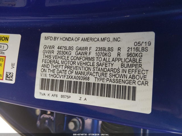 2019 HONDA ACCORD SPORT 9