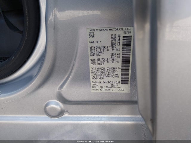 2019 NISSAN TITAN SV 9