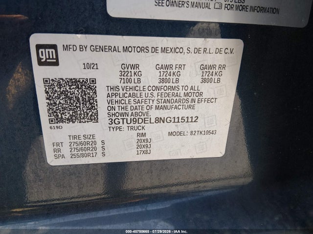 2022 GMC SIERRA 1500 LIMITED 4WD SHORT BOX SLT 9