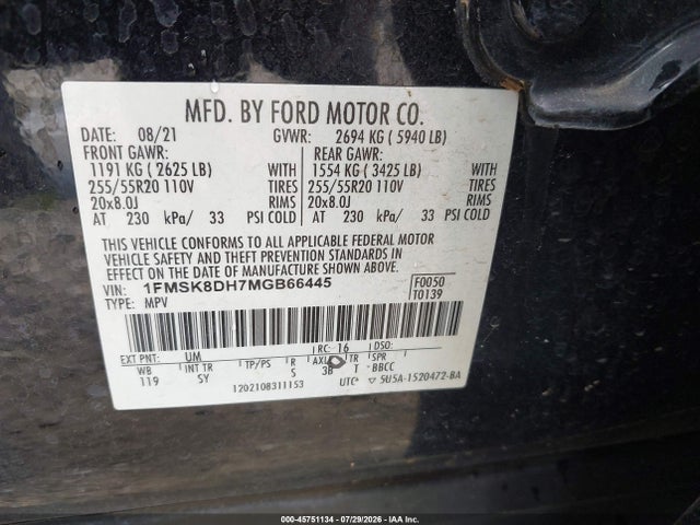 2021 FORD EXPLORER XLT 9
