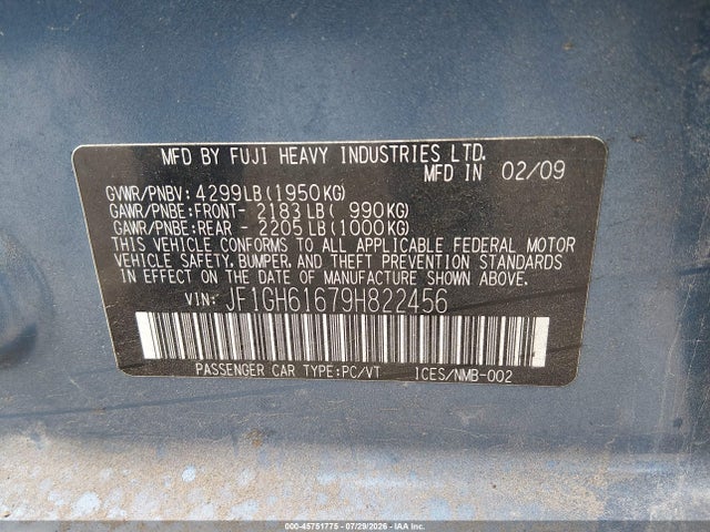 2009 Subaru IMPREZA 2.5I 照片 9