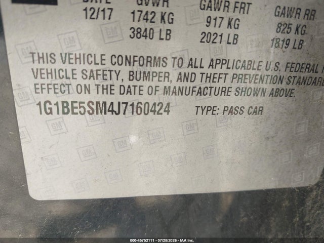 2018 Chevrolet CRUZE LT AUTO photo 9