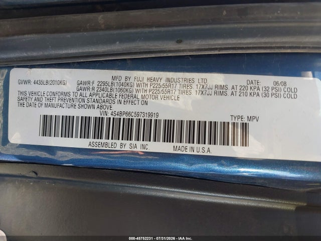 صورة 9 لـ 2009 Subaru OUTBACK 2.5I LIMITED
