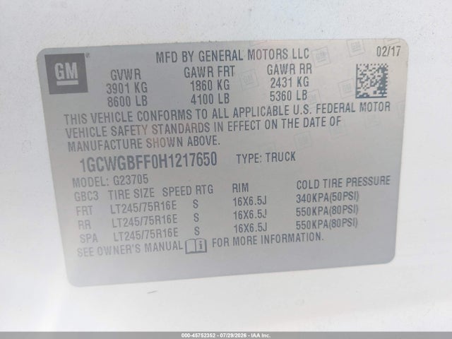 2017 CHEVROLET EXPRESS 2500 WORK VAN 9
