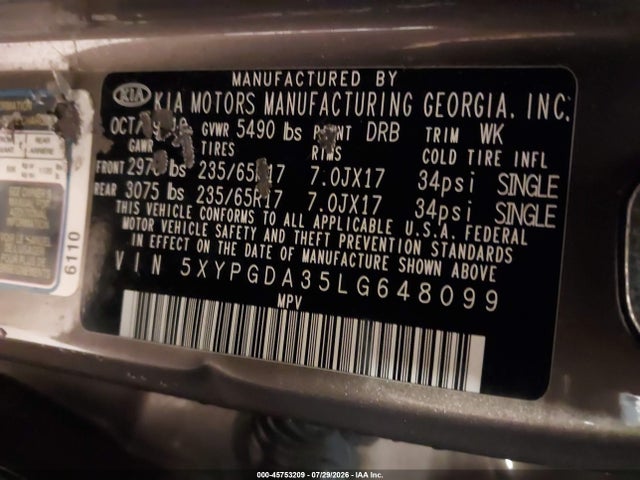 2020 KIA SORENTO 2.4L LX 9