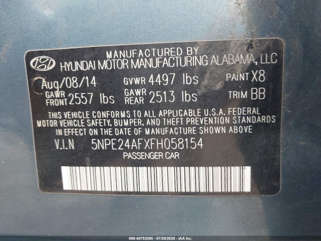 2015 Hyundai SONATA SE 照片 9