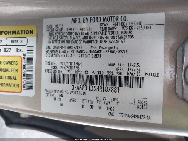 2017 FORD FUSION SE 9