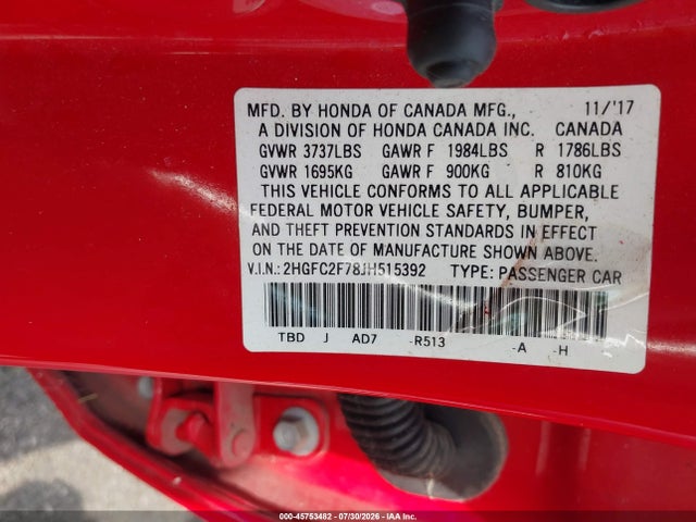 2018 HONDA CIVIC EX 9