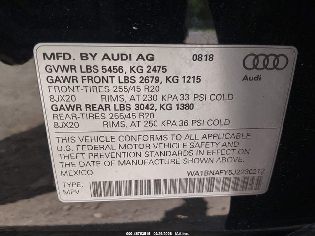 2018 AUDI Q5 2.0T PREMIUM/2.0T TECH PREMIUM 9