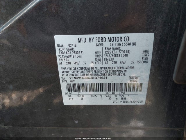 2018 FORD EDGE SEL 9