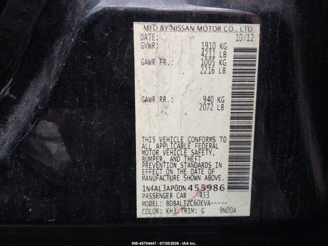 2013 Nissan ALTIMA 2.5 SV 照片 9