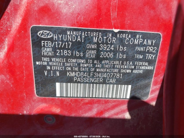 2017 HYUNDAI ELANTRA SE/VALUE/LIMITED 9