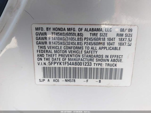2010 Honda RIDGELINE RTL 照片 9