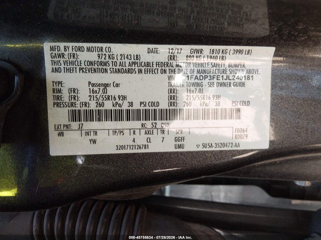 2018 FORD FOCUS SE 照片 9