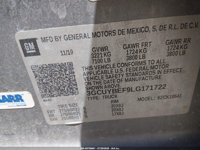 2020 CHEVROLET SILVERADO 1500 4WD SHORT BED CUSTOM 9