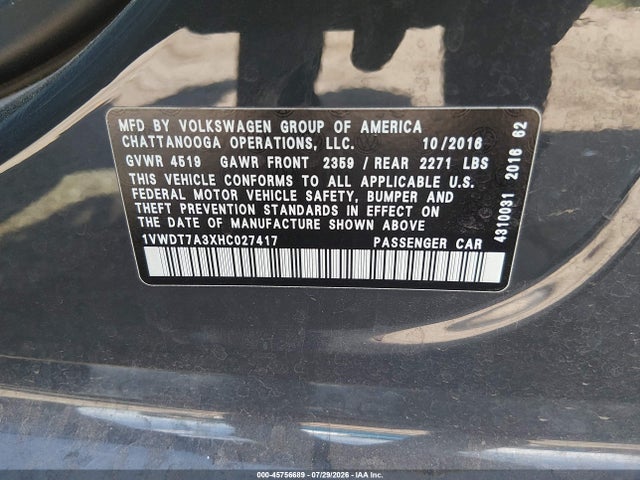 2017 VOLKSWAGEN PASSAT 1.8T R-LINE 9