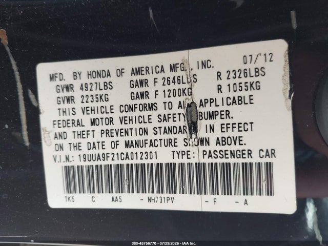2012 Acura TL 3.7 照片 9