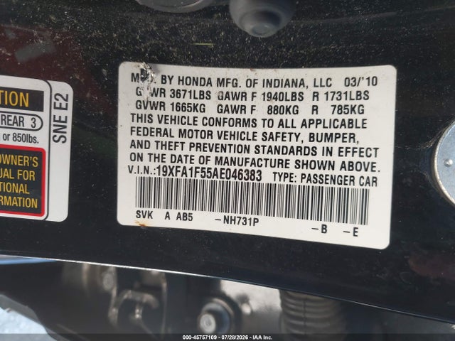 2010 Honda CIVIC LX — фото 9