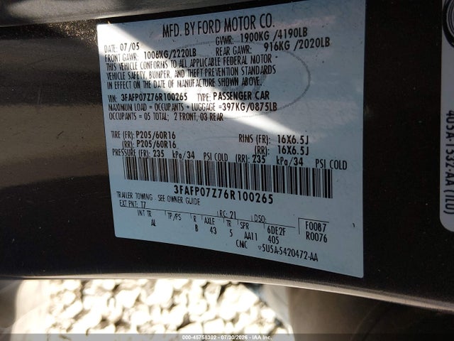 صورة 9 لـ 2006 FORD FUSION SE