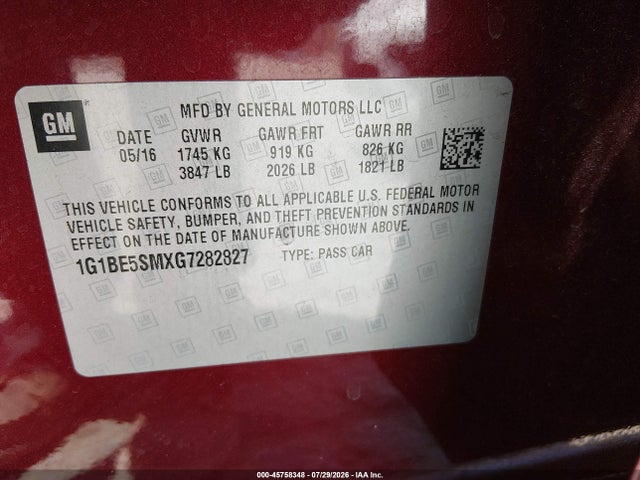 صورة 9 لـ 2016 Chevrolet CRUZE LT AUTO