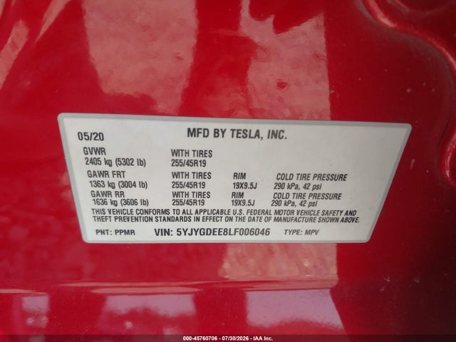 2020 TESLA MODEL Y LONG RANGE DUAL MOTOR ALL-WHEEL DRIVE 9