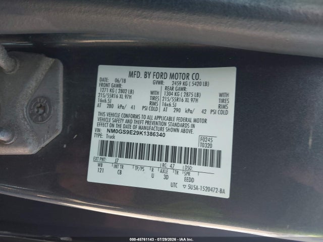 2019 FORD TRANSIT CONNECT XL 9