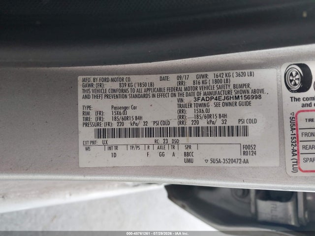 2017 FORD FIESTA SE — фото 9