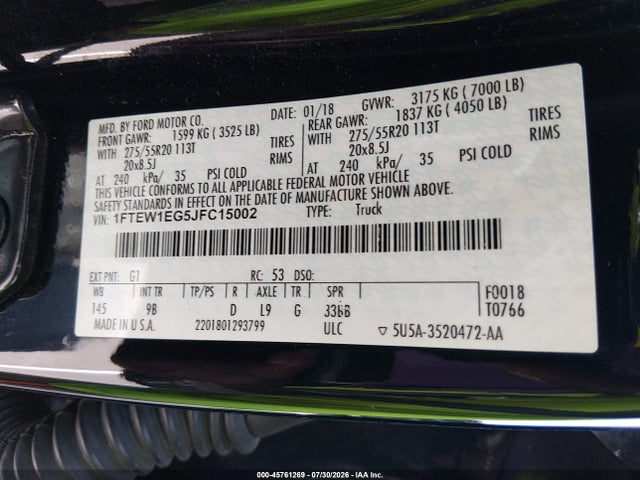 2018 FORD F-150 PLATINUM 9