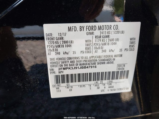 2018 FORD EDGE SEL 9