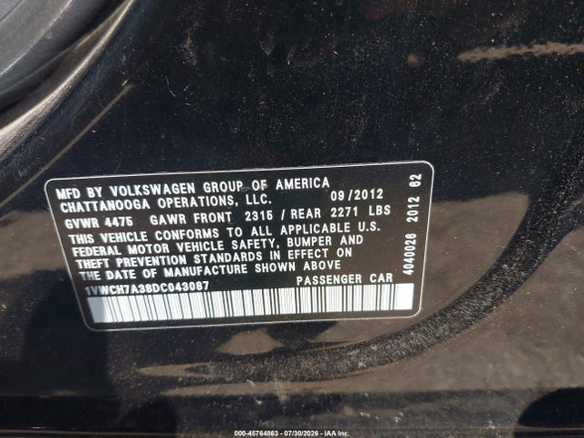 2013 Volkswagen PASSAT 2.5L SEL PREMIUM 照片 9