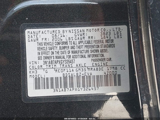 2016 Nissan SENTRA S 照片 9