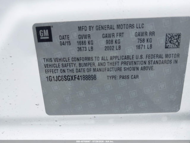 2015 Chevrolet SONIC LT AUTO 照片 9