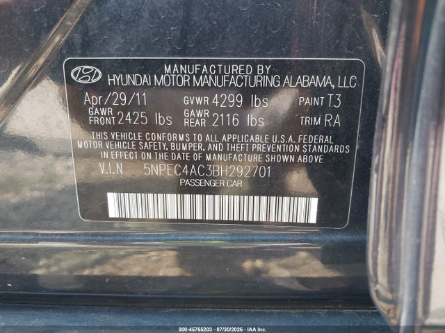 2011 Hyundai SONATA SE 照片 9